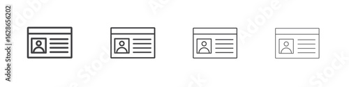 Identity card icon outlines - vector simple illustration