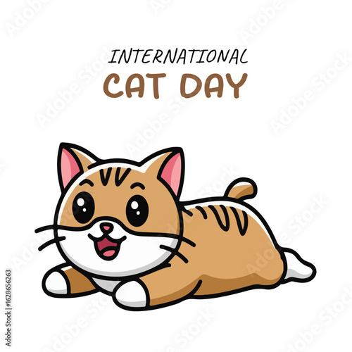 Cute cats and funny kitten doodle vector set. Happy international cat day characters design collection, isolated on white background. International cat day illustration.