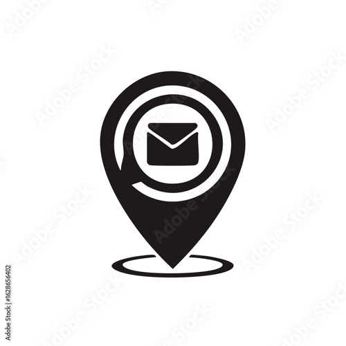Free Download Black Envelope Mail Icon on Location Pointer Pin with Circles - GFXLoad