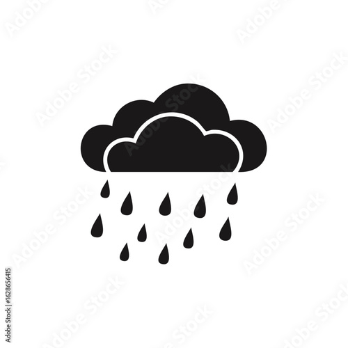 Black cloud raining icon isolated on a white background