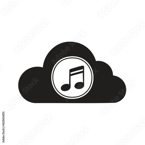 Cloud music icon symbol representing digital audio storage and streaming services