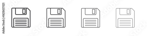 Floppy disk icon outlines - vector simple illustration