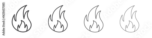 Flame icon outlines - vector simple illustration