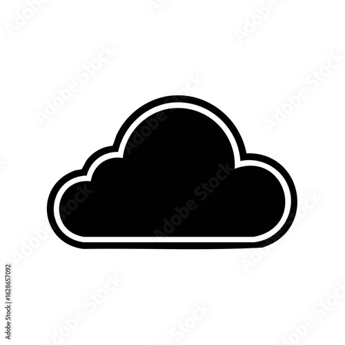 Simple black cloud icon silhouette for weather forecast or cloud computing technology