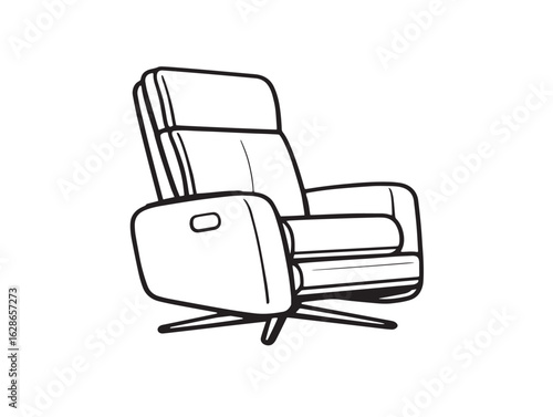 Modern Recliner Icon in Minimal 2D Vector Line Art