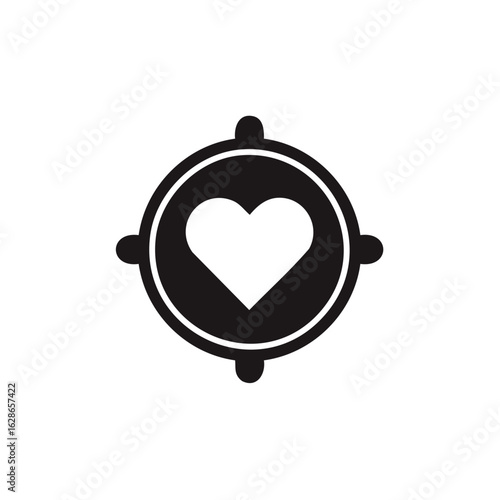 Targeted heart icon symbolizing love focus passion and romantic aspirations