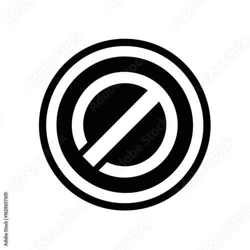 Prohibition sign in a black and white circular design, no entry or forbidden concept.