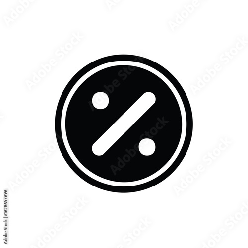 Isolated Percentage Symbol Inside A Circular Frame in Black and White