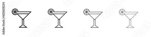 Cocktail icon outlines - vector simple illustration