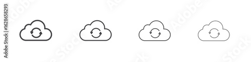 Cloud sync icon outlines - vector simple illustration
