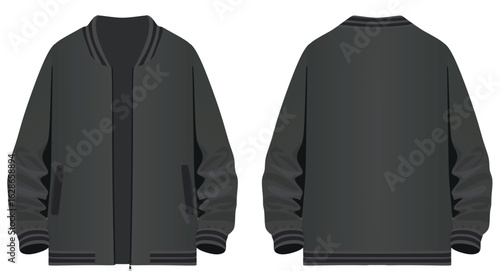 Realistic black baseball jacket, vector	