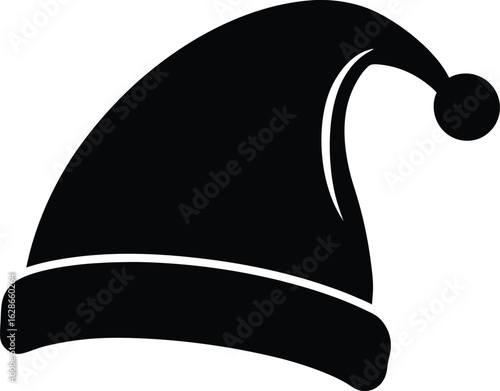 black silhouette christmas hat on white background.eps