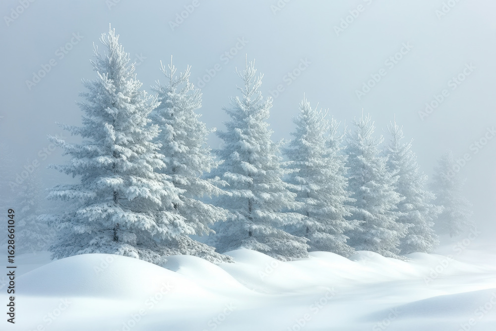 Naklejka premium Snow-covered winter trees.