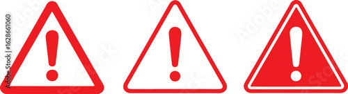 Caution and attention icon set. danger and warning icon symbol collection , red exclamation mark icon sign in flat style. vector illustration. Warning icons. Hazard icons.  