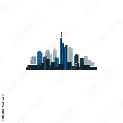 Cityscape silhouette with tall buildings skyscrapers and urban skyline vector illustration for real estate and modern architecture design