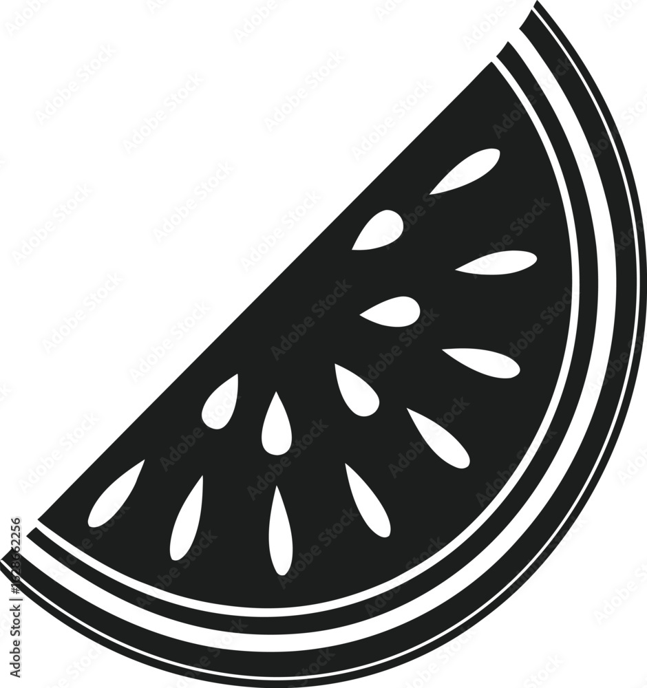 Black and white watermelon slice vector fruit food Black and white watermelon slice vector fruit food