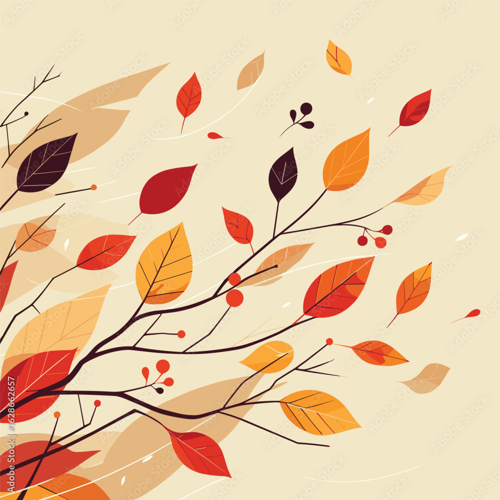 Fototapeta premium Autumn Leaves Falling Vector Design