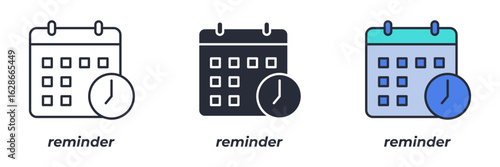 reminder icon. Line, solid and filled outline colorful version, outline and filled vector sign. Idea Symbol, logo illustration. Vector graphics