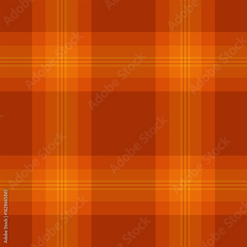 Warm autumnal plaid pattern in rich orange and burnt orange hues.  Perfect for fallthemed designs, textile projects, or as a background texture.