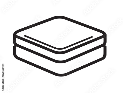 Clean slip-on ottoman cover icon in outlined art