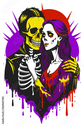  dark romantic skeleton couple gothic art
