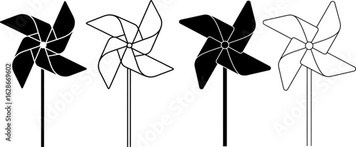 Pinwheel Toys Black and White Icons