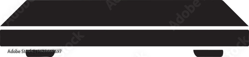 A simple black silhouette of a rectangular aerobic step platform with two small legs silhouette