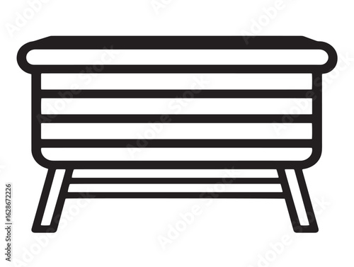 Clean seating bench icon with storage vector format  