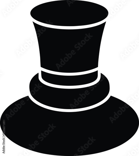 black silhouette snowman hat on white background.eps
