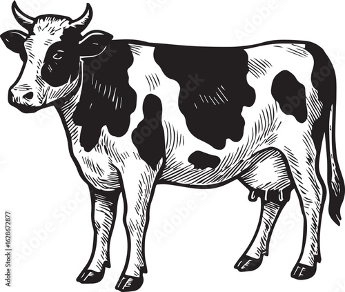 black and white cow
