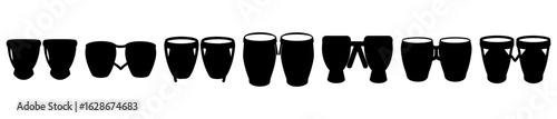Silhouetted Musical Instruments, Conclave of Congas and Bongos in Black and White