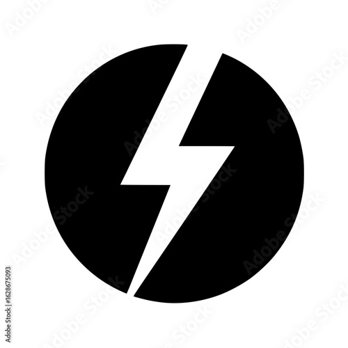 Stylized Lightning Bolt Icon in Black Circle
