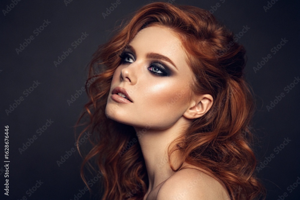 Fototapeta premium Close-up portrait of a supermodel woman in an attractive pose