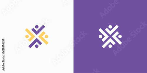 Letter X people check mark logo design