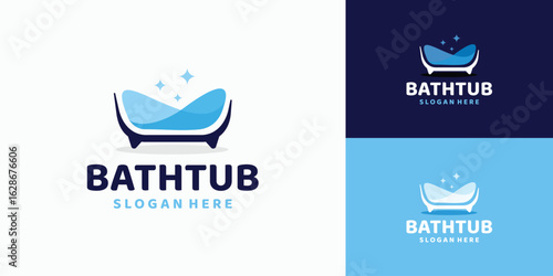 Bathtub, bathroom, bath logo design