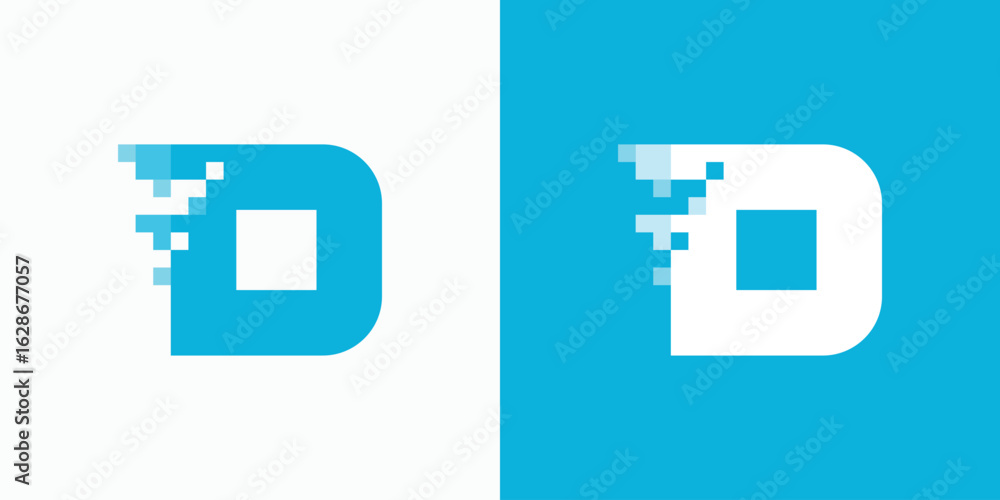 Modern abstract pixel D letter logo design Modern abstract pixel D letter logo design