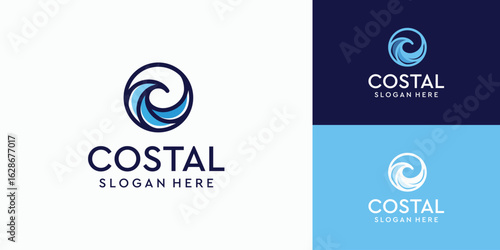Wave in circle logo design