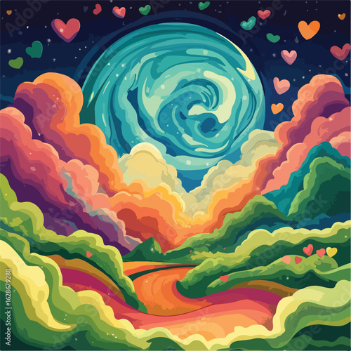 Swirling Clouds Fantasy Planet Illustration