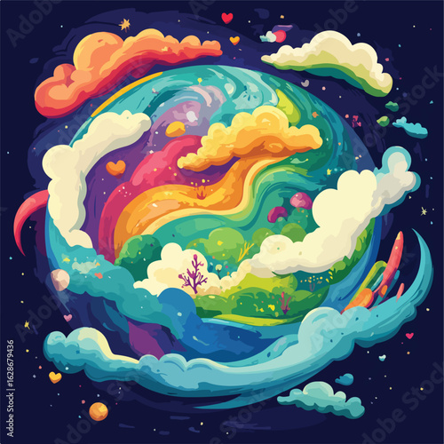 Swirling Clouds Fantasy Planet Illustration