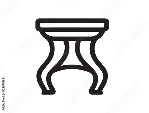 Clean vanity stool illustration in 2D line style