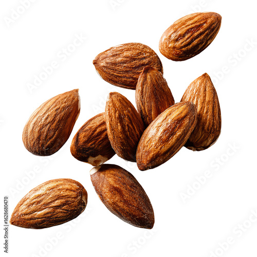 Real Natural Almonds Isolated on White Background
