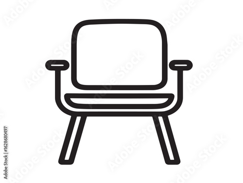 Comfortable chair symbol in minimalist waiting room vector