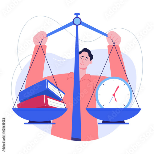 A flat style illustration representing time balance