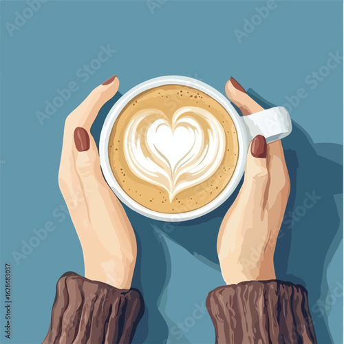 Elegant woman's hands holding coffee cup