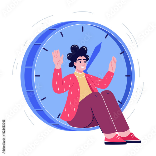 A flat style illustration representing procrastination