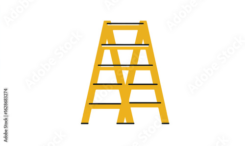 Yellow Step Ladder Isolated on White Background for Construction Home Improvement and Reaching New Heights in Business and Personal Growth