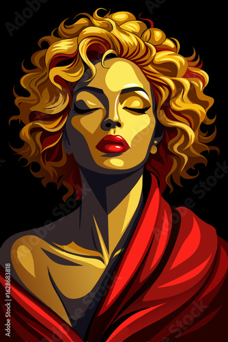 Intimate Portrait of a Woman Face with Dramatic Lighting and Golden Skin