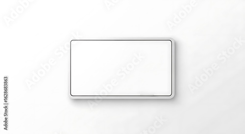 A white rectangular frame with rounded corners on a white background with subtle shadows and reflections
