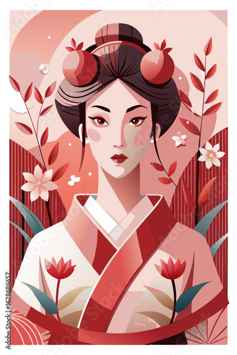 japanese girl with cherry blossom