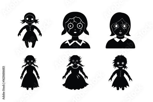 Haunted Doll Vector Illustration on White Background
